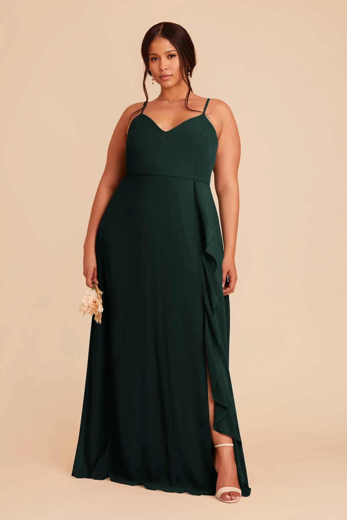 A-Line V-Neck Chiffon Sleeveless High Slit Floor-Length Wedding Dress - Chloe Dress