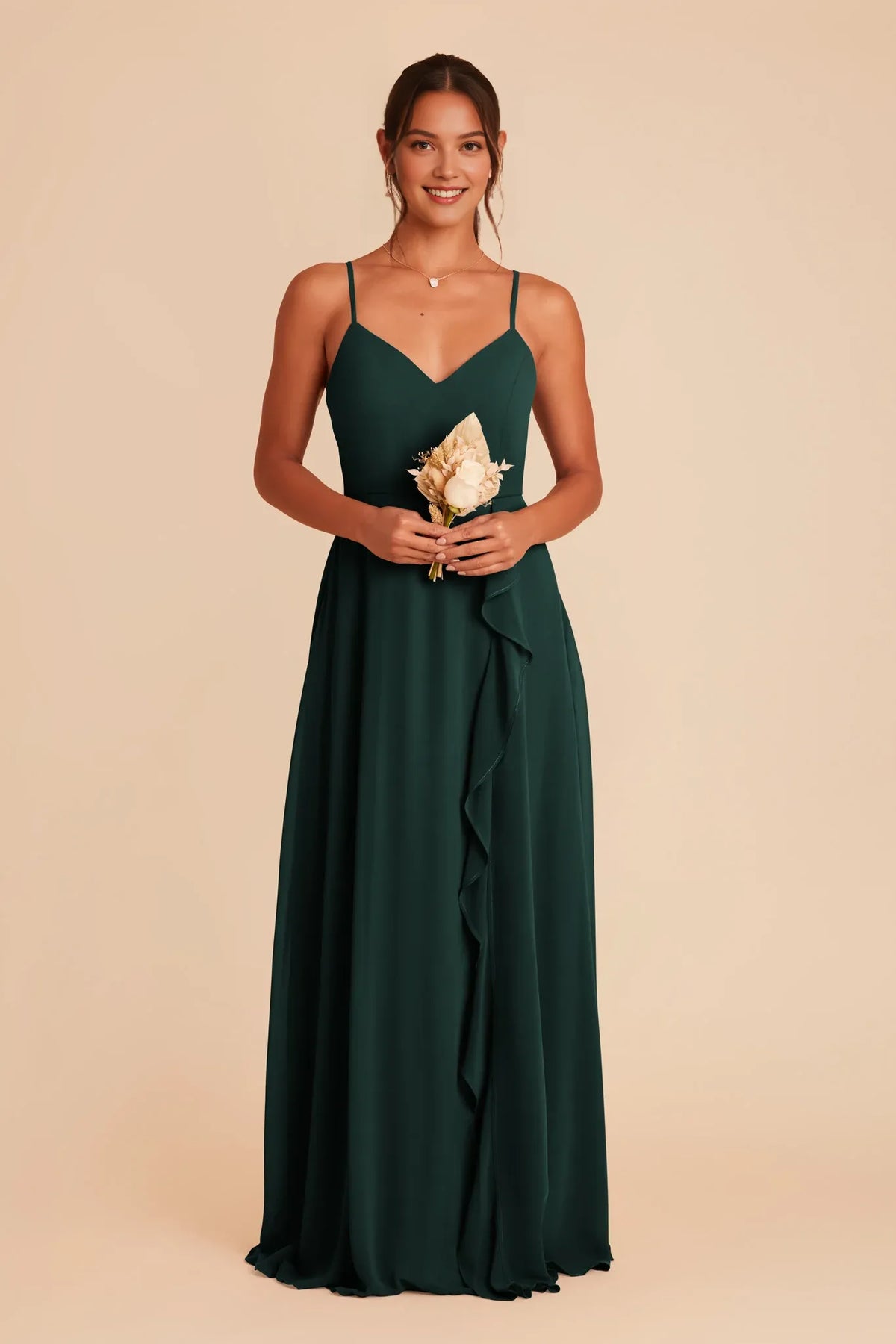 A-Line V-Neck Chiffon Sleeveless High Slit Floor-Length Wedding Dress - Chloe Dress