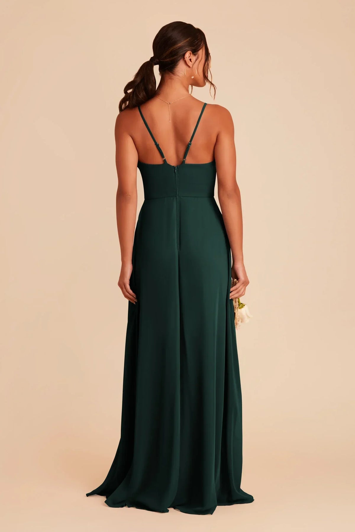 A-Line V-Neck Chiffon Sleeveless High Slit Floor-Length Wedding Dress - Chloe Dress