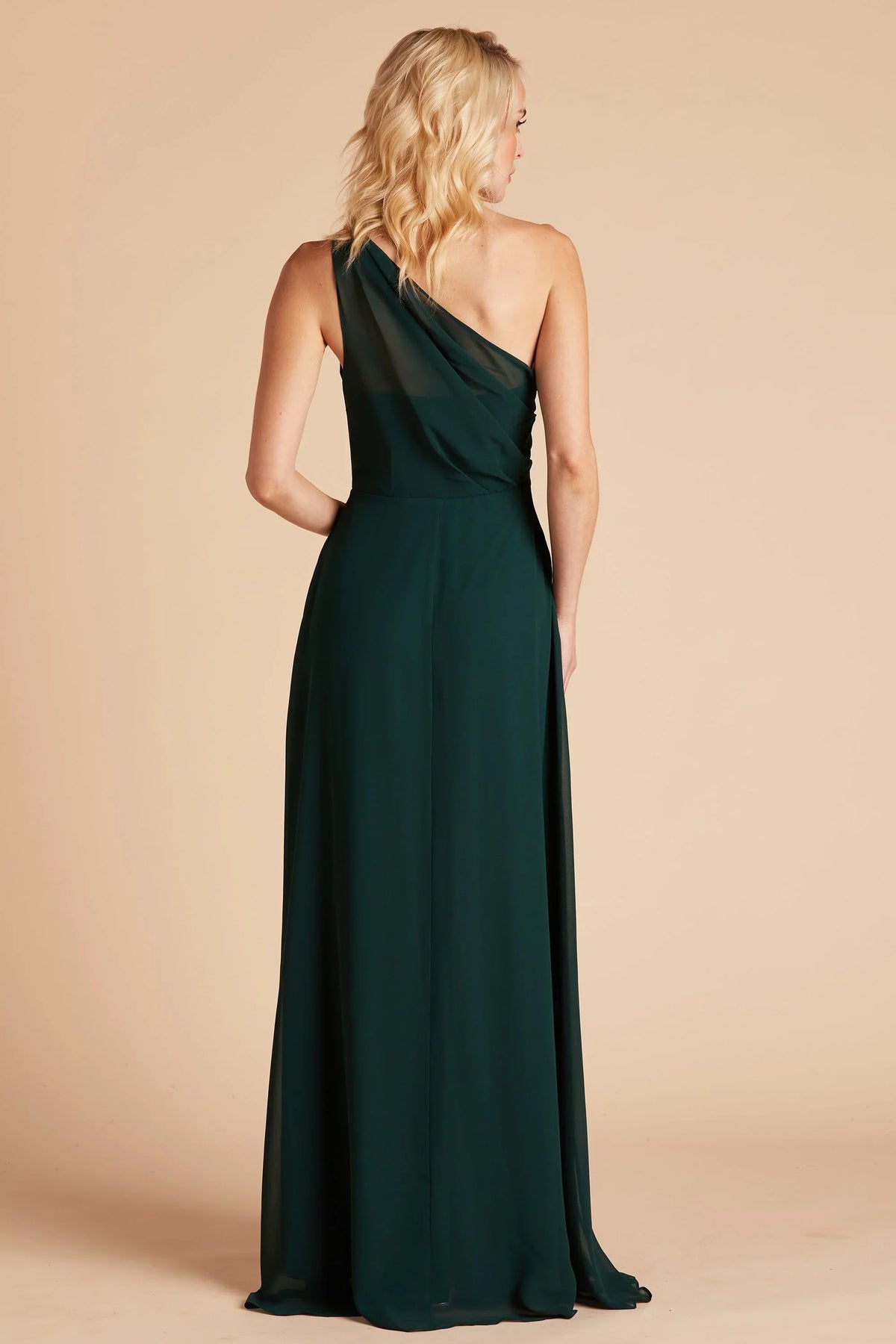 A-Line One-Shoulder Chiffon Sleeveless Pleated Floor-Length Wedding Dress - Chloe Dress