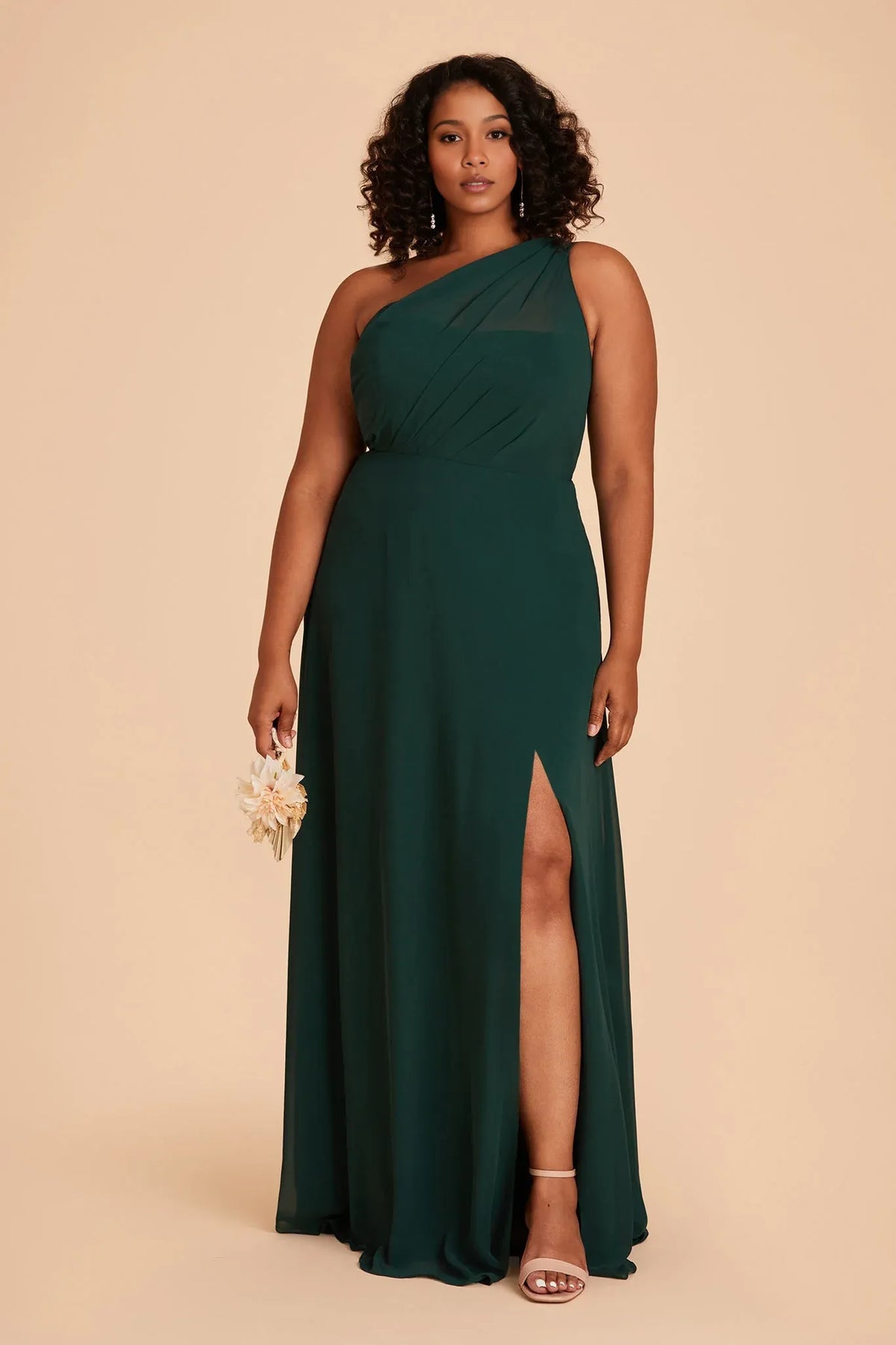 A-Line One-Shoulder Chiffon Sleeveless Pleated Floor-Length Wedding Dress - Chloe Dress