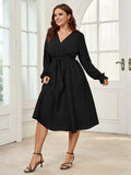 A-Line V-Neck Long Sleeve Wrap Evening Dress - Chloe Dress
