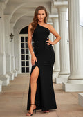 Ball Gown One-Shoulder Sleeveless High Slit Wedding Gown - Chloe Dress