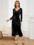 Velvet Long Sleeve Wrap Wedding Dress - Chloe Dress