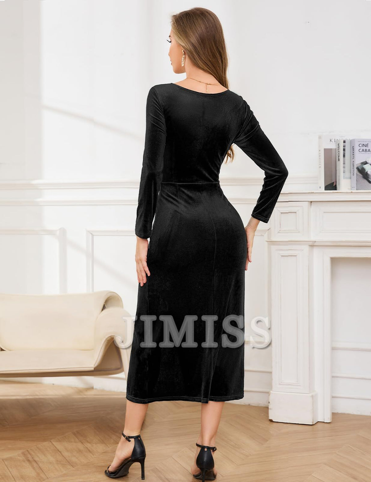Velvet Long Sleeve Wrap Wedding Dress - Chloe Dress