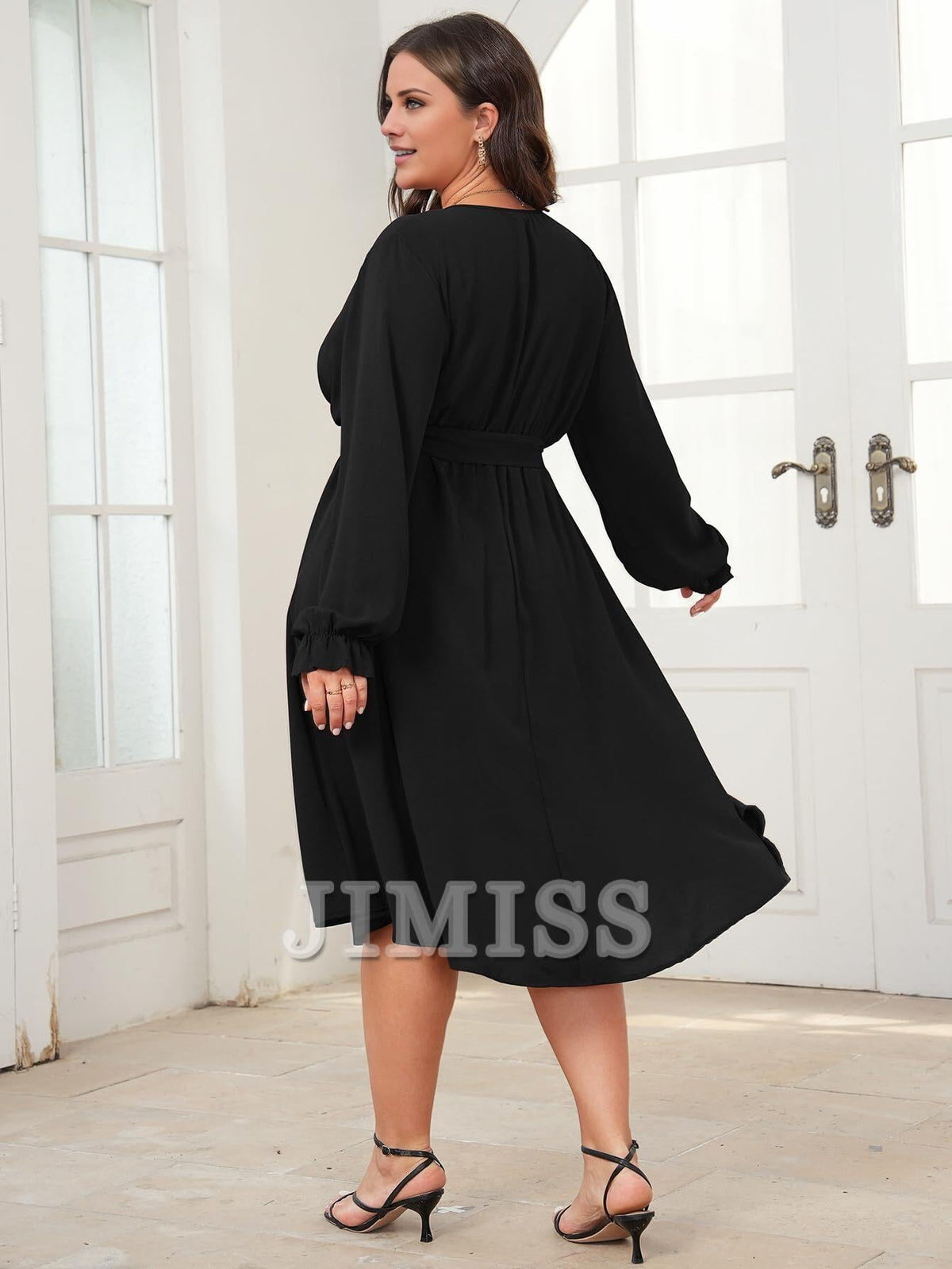 A-Line V-Neck Long Sleeve Wrap Evening Dress - Chloe Dress