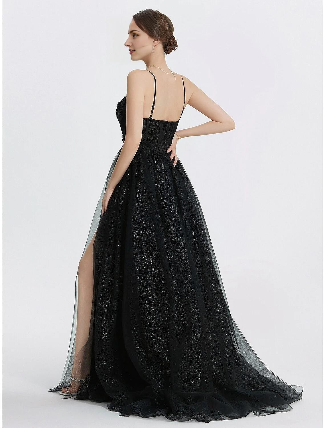 A-Line Sweetheart Tulle Sleeveless Applique Floor-Length Prom Dress - Chloe Dress