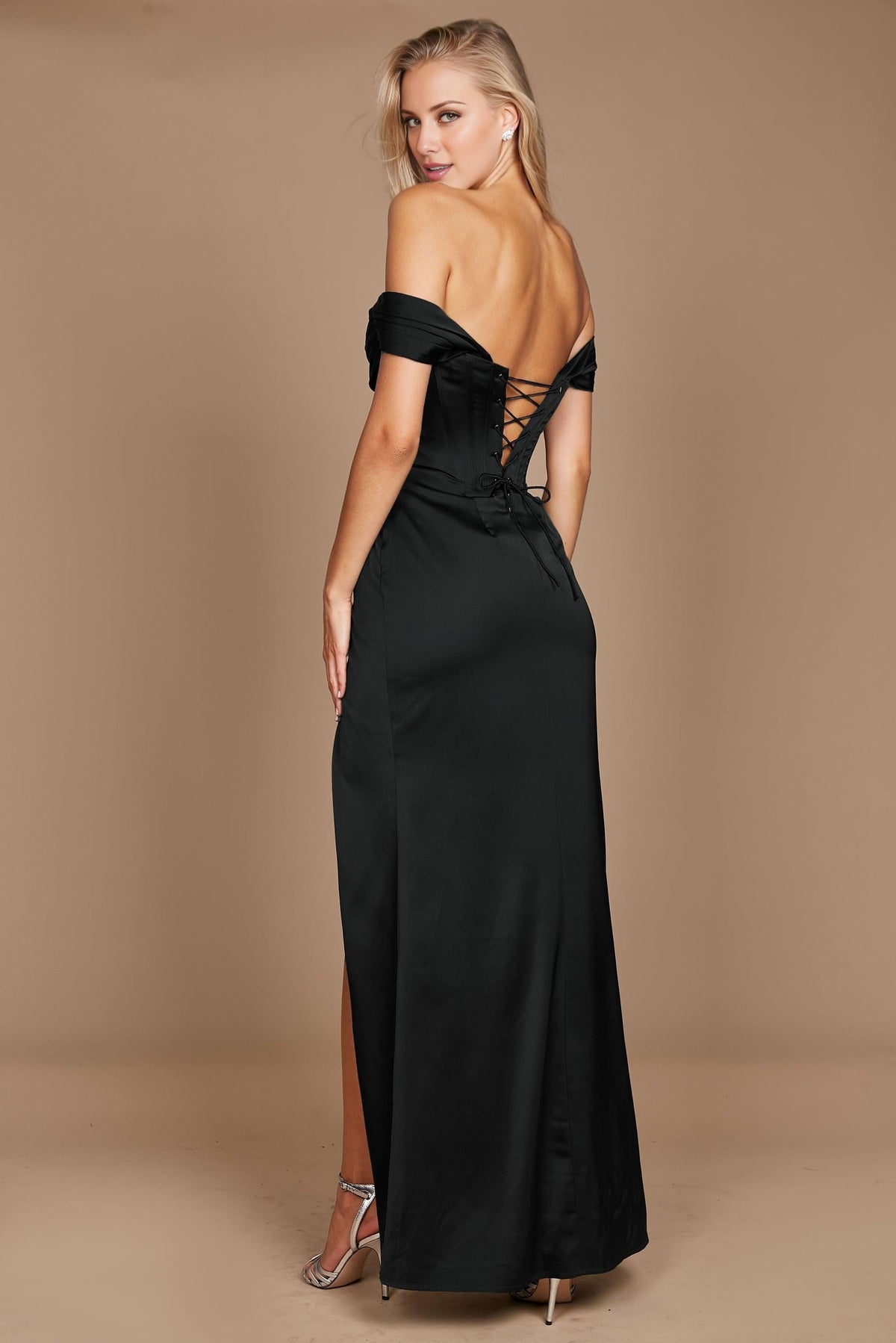 Satin High Slit Floor-Length Evening Gown - Chloe Dress