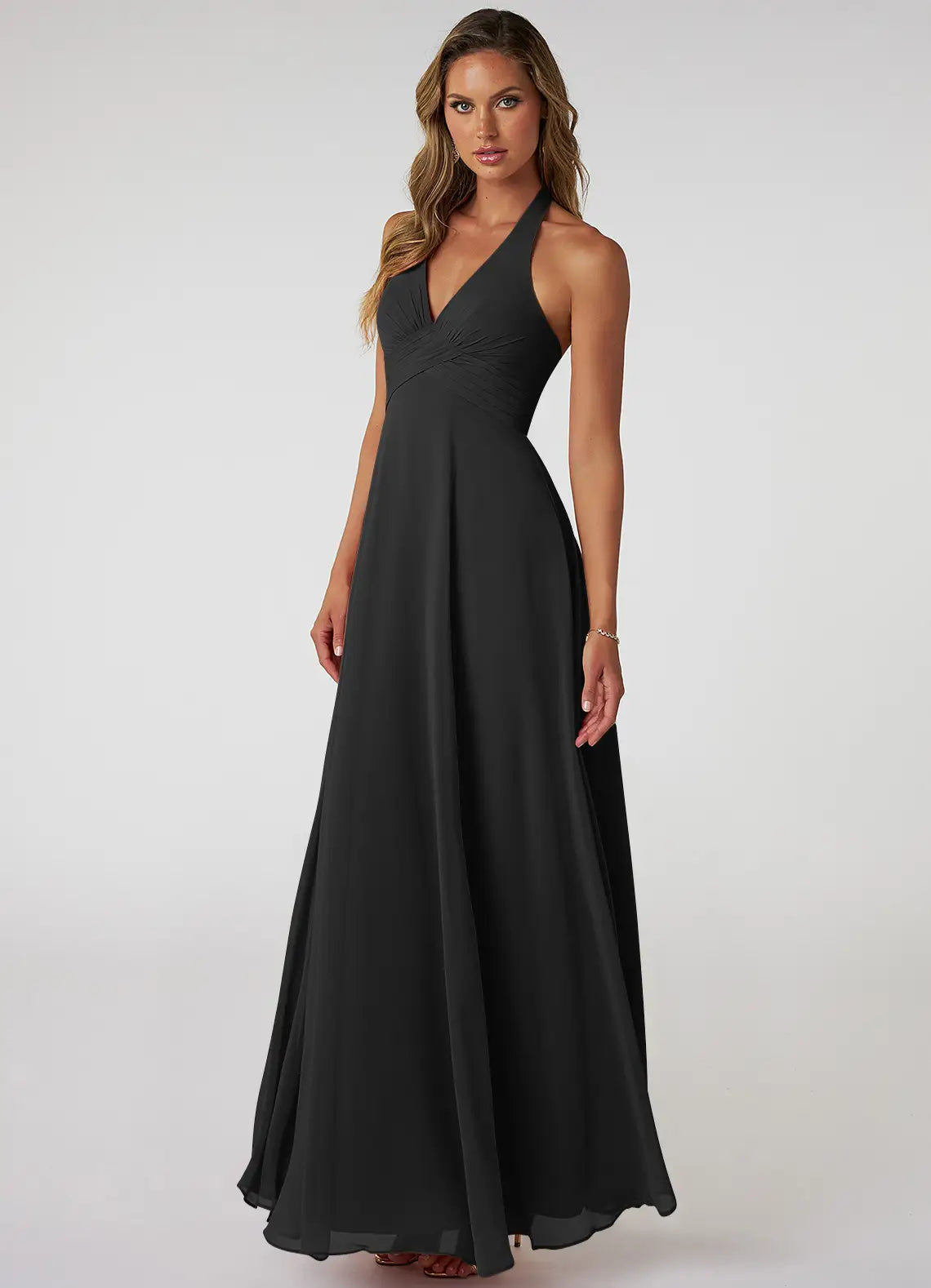 Black Halter Open Back Wedding Dress - Chloe Dress