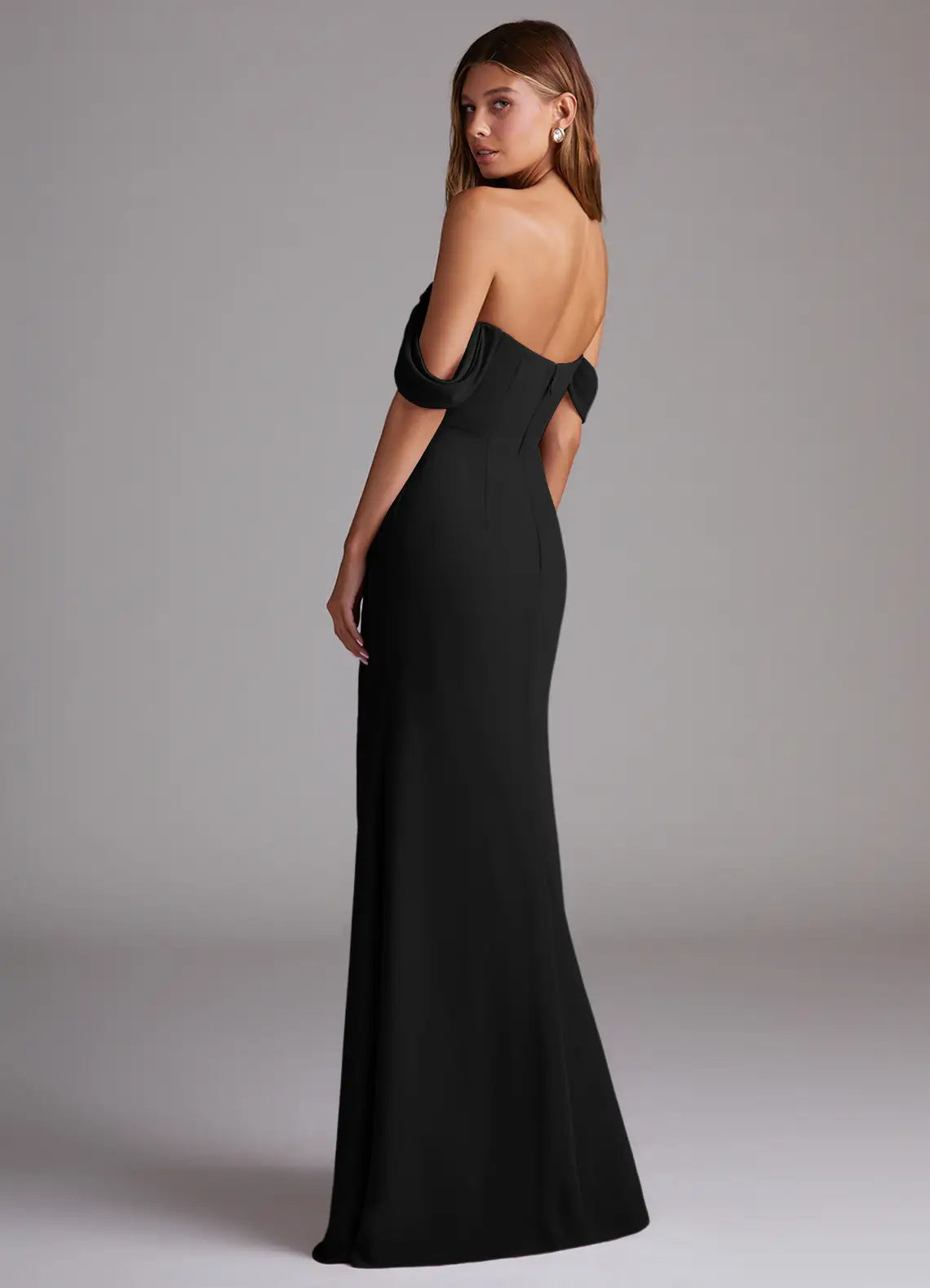Black High Neck Open Back High Slit Wedding Dress - Chloe Dress