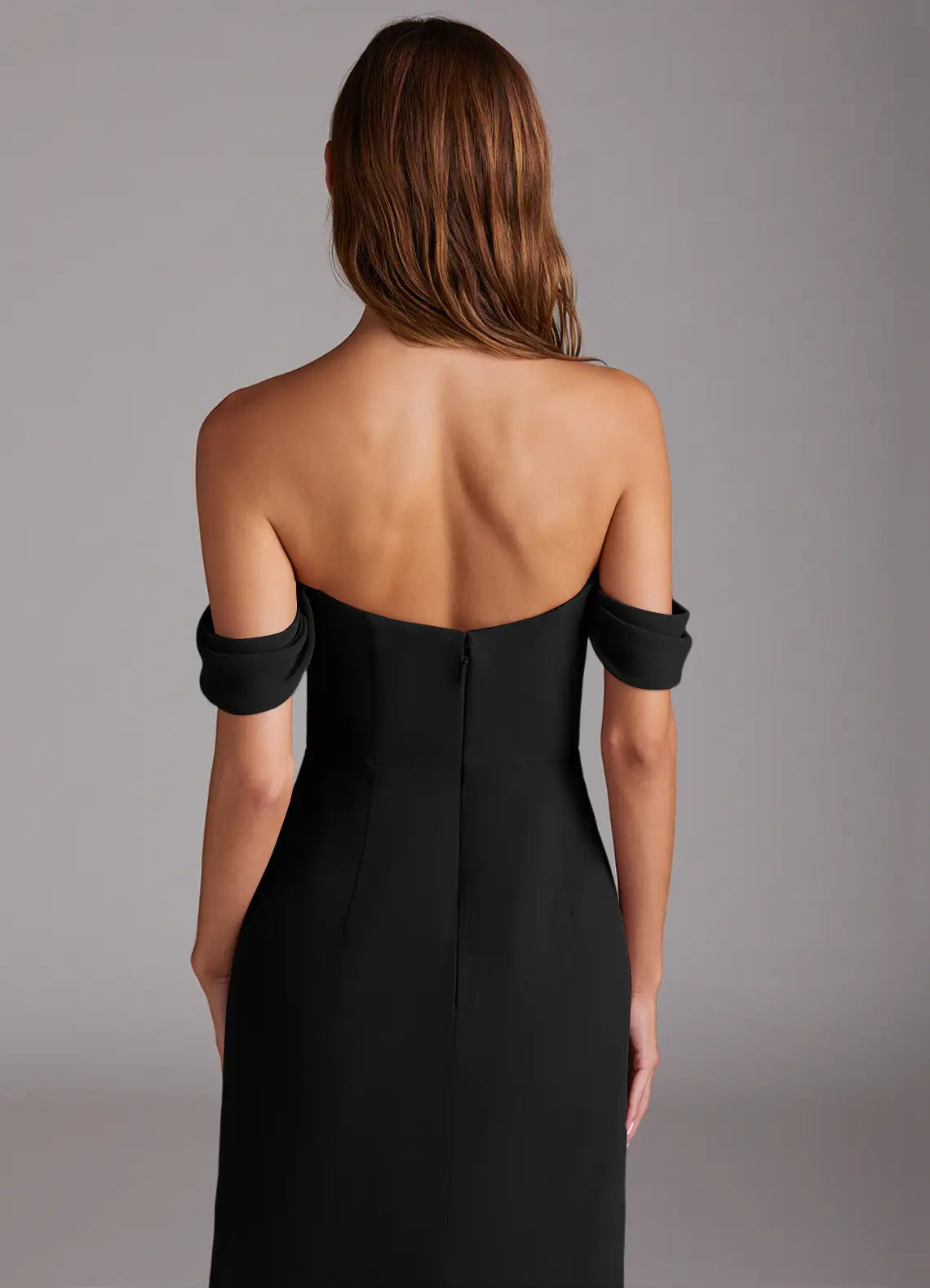 Black High Neck Open Back High Slit Wedding Dress - Chloe Dress