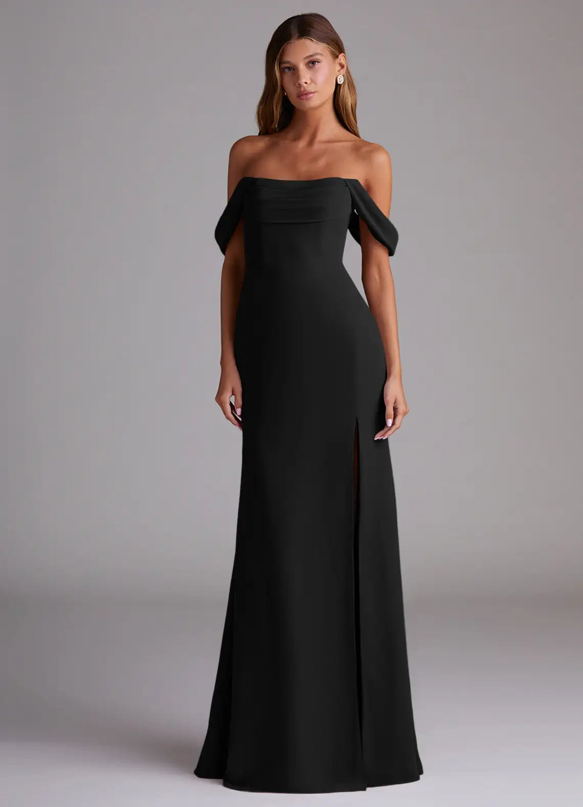Black High Neck Open Back High Slit Wedding Dress - Chloe Dress