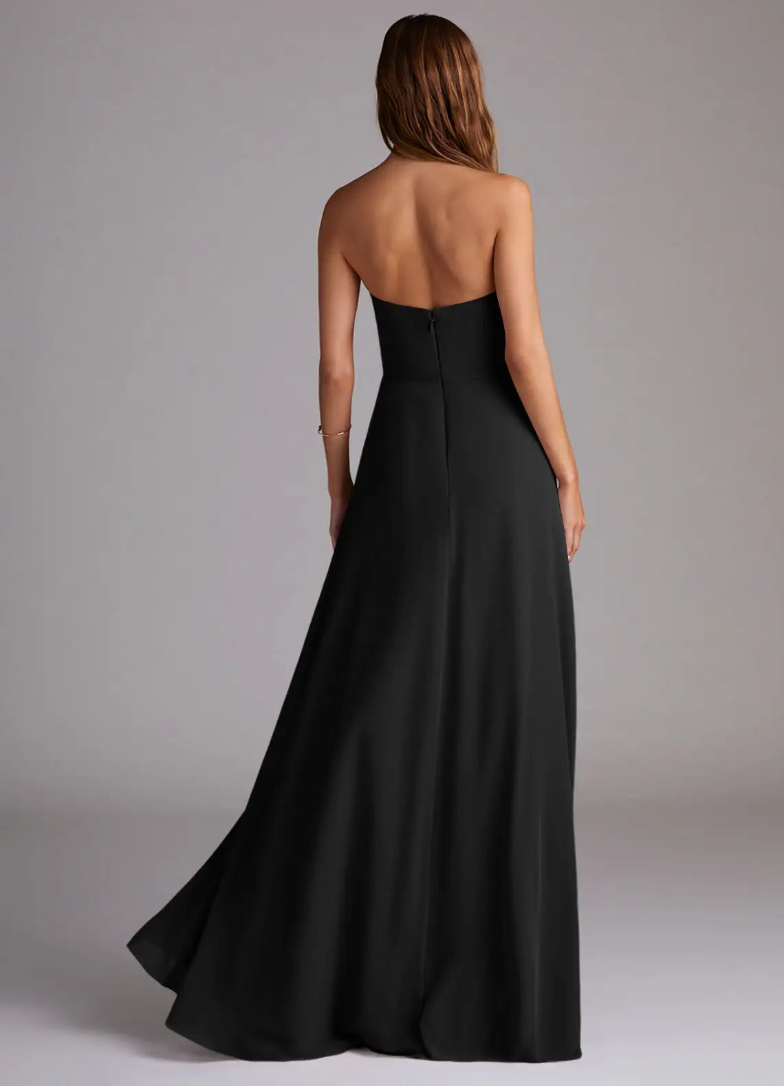 Black Strapless Open Back Wedding Dress - Chloe Dress