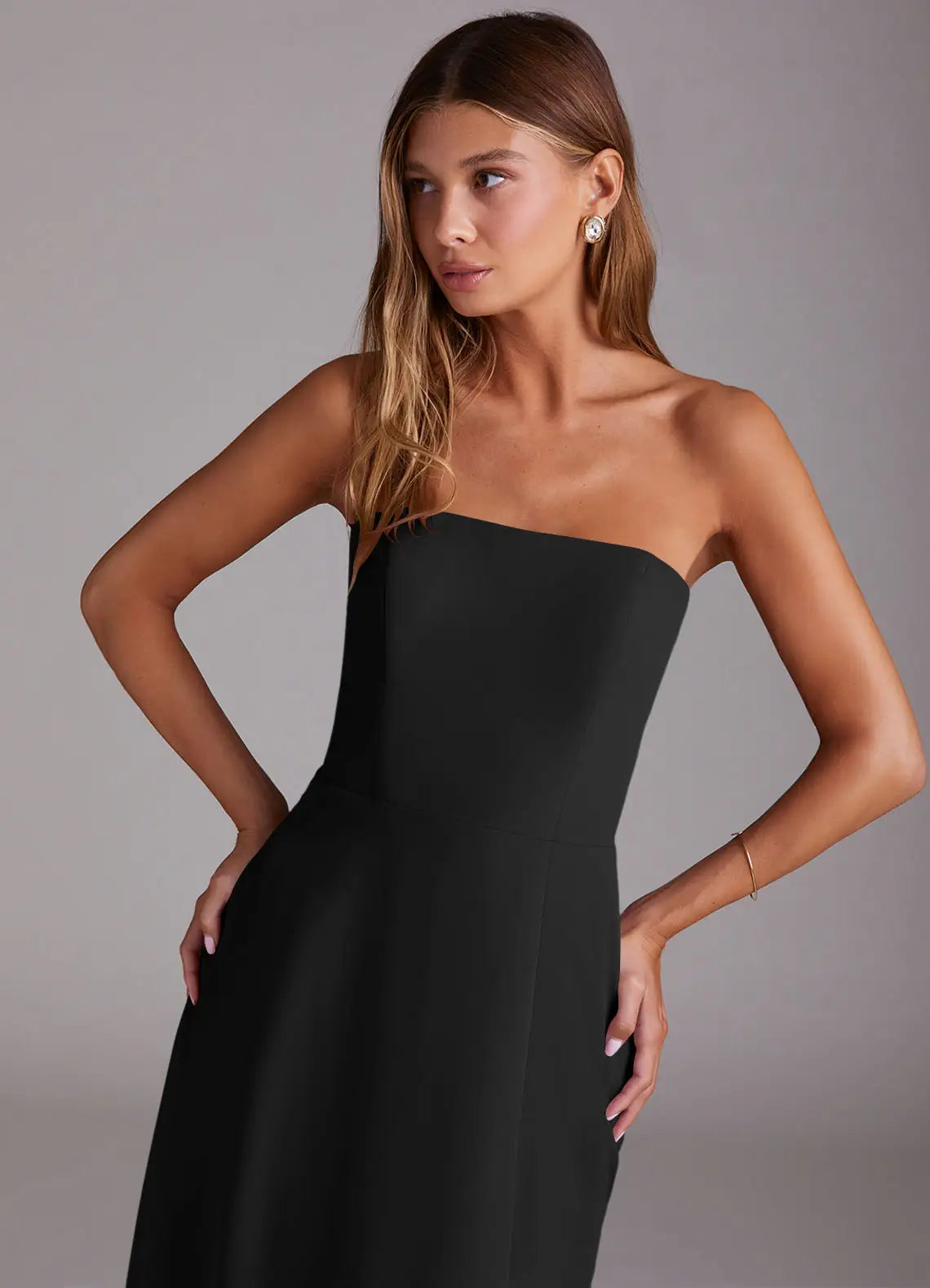 Black Strapless Open Back Wedding Dress - Chloe Dress