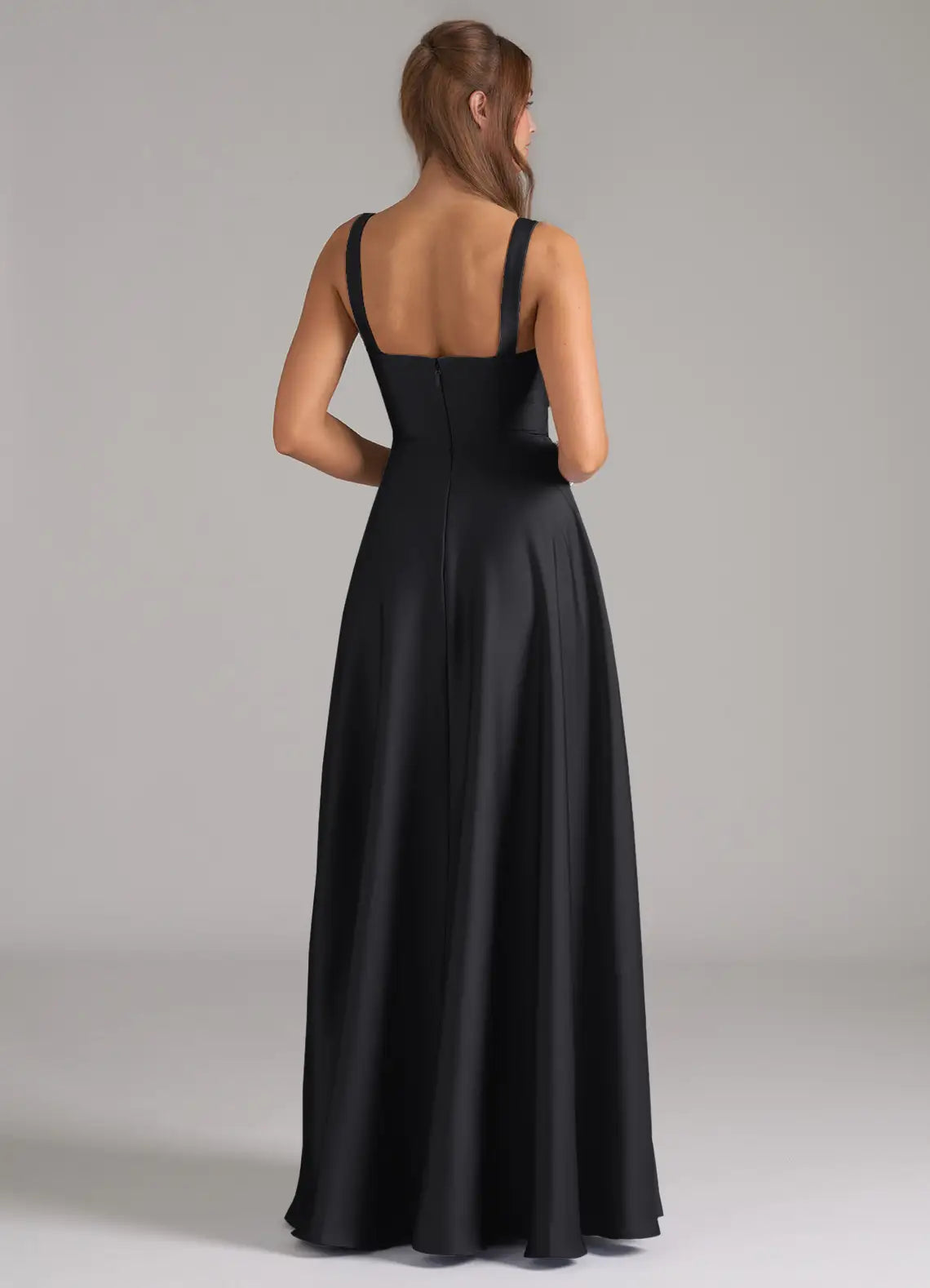 Black Square Neck Satin Wedding Dress - Chloe Dress