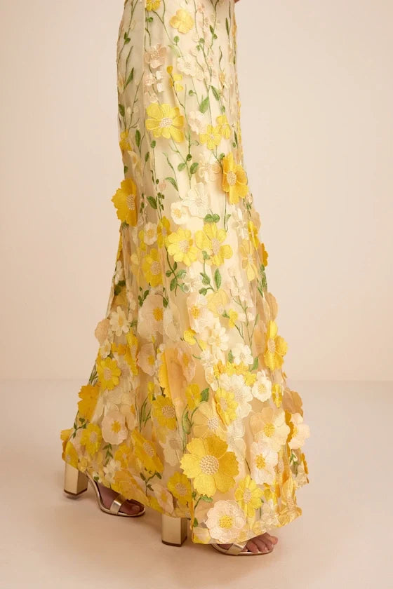 Yellow A-Line Spaghetti Strap Lace Prom Dress - Chloe Dress