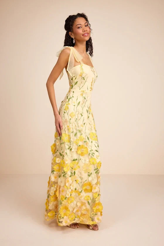 Yellow A-Line Spaghetti Strap Lace Prom Dress - Chloe Dress