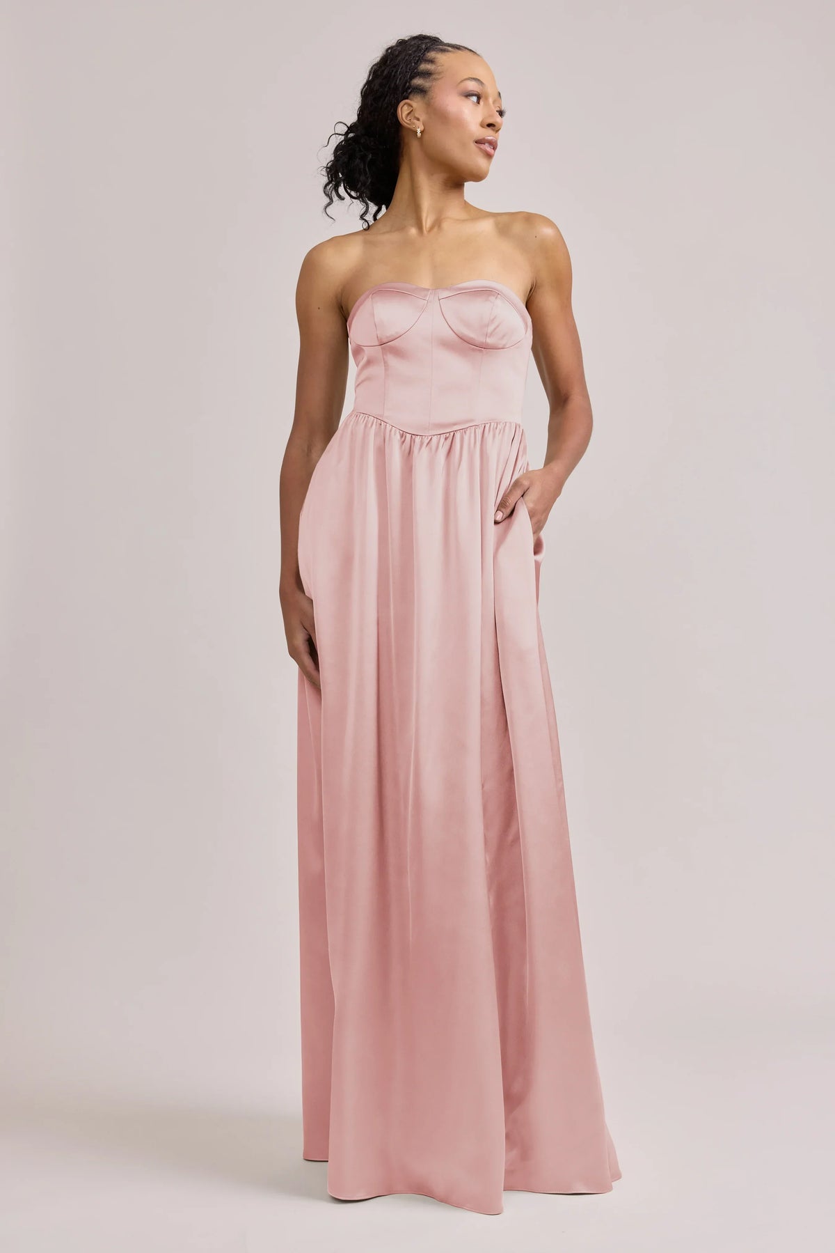 Blush Pink Sweetheart Satin Wedding Dress - Chloe Dress
