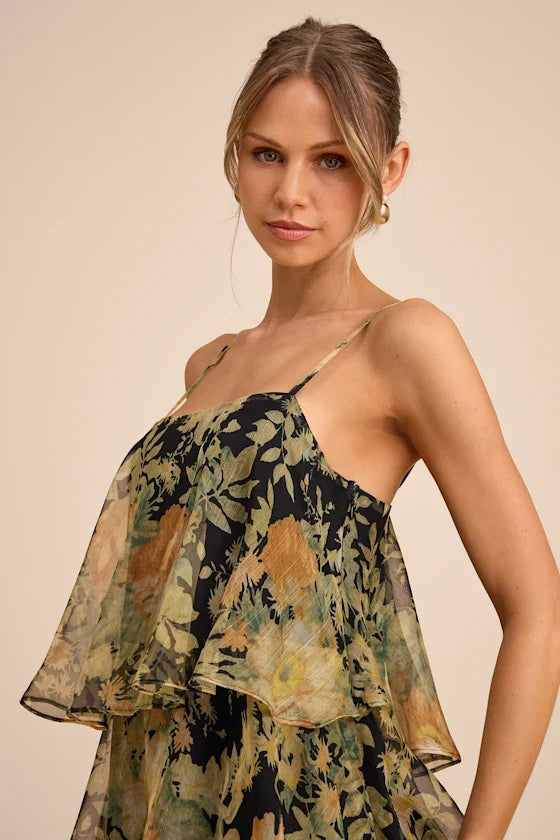 Spaghetti Strap Chiffon Ruffled Floor-Length Evening Dress - Chloe Dress