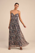 V-Neck Chiffon Ruffled Floor-Length Evening Dress - Chloe Dress