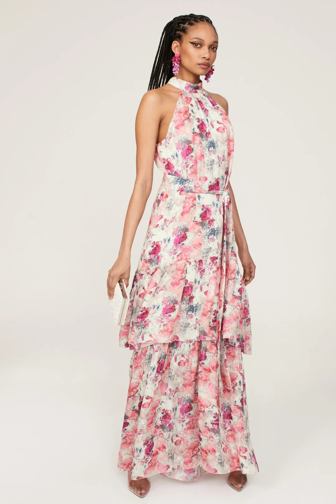 A-Line Halter Sleeveless Tiered Floor-Length Prom Dress - Chloe Dress