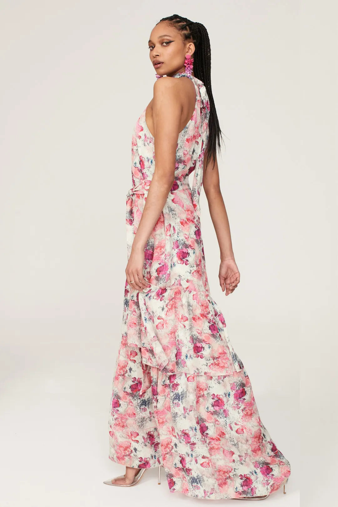 A-Line Halter Sleeveless Tiered Floor-Length Prom Dress - Chloe Dress