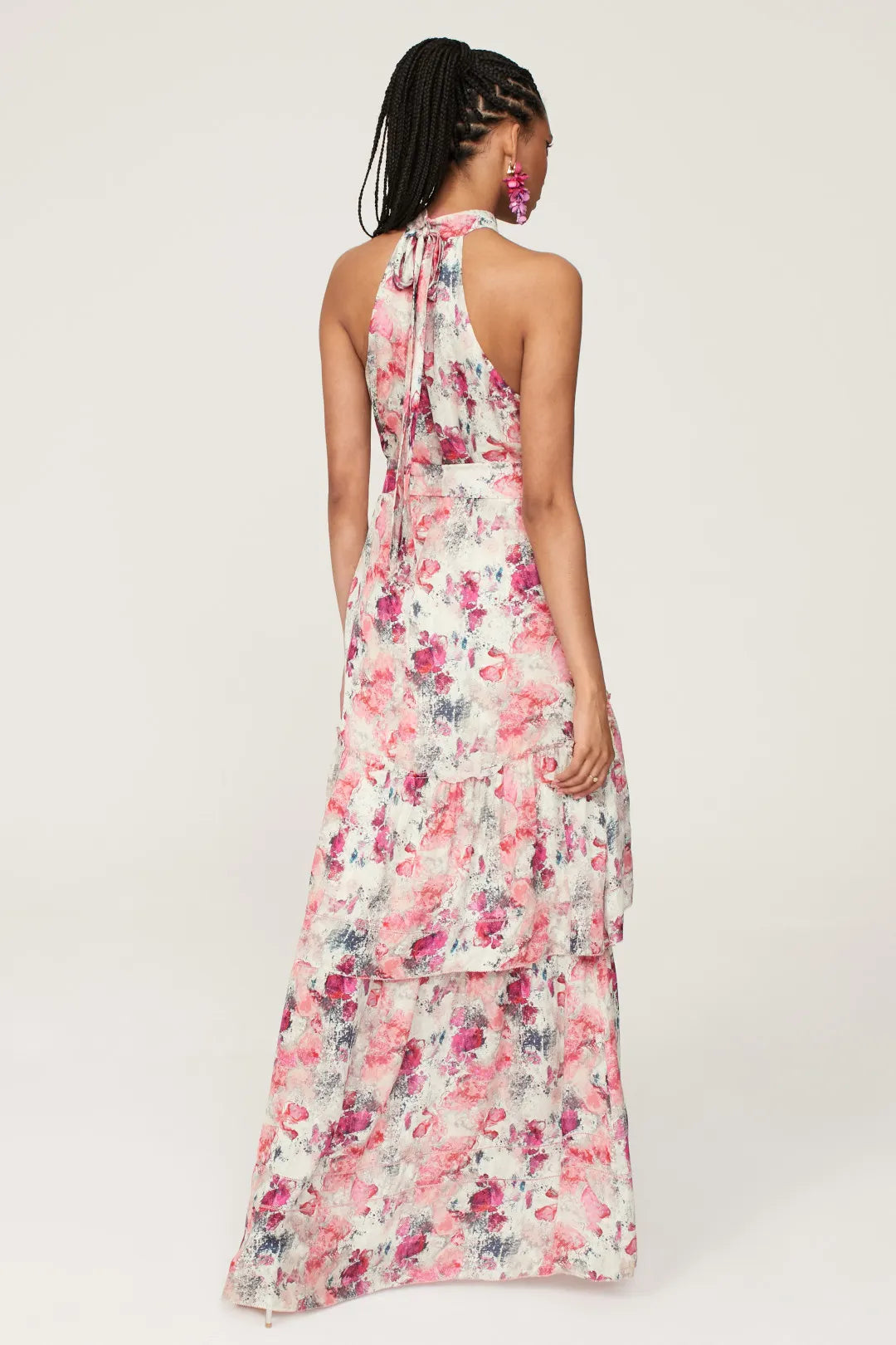 A-Line Halter Sleeveless Tiered Floor-Length Prom Dress - Chloe Dress