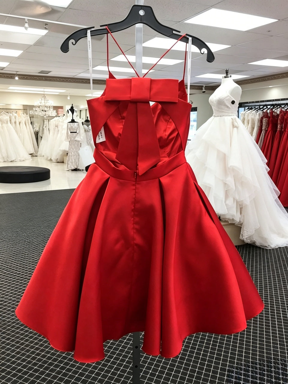Red A-Line V-Neck Satin Mini Homecoming Dress - Chloe Dress