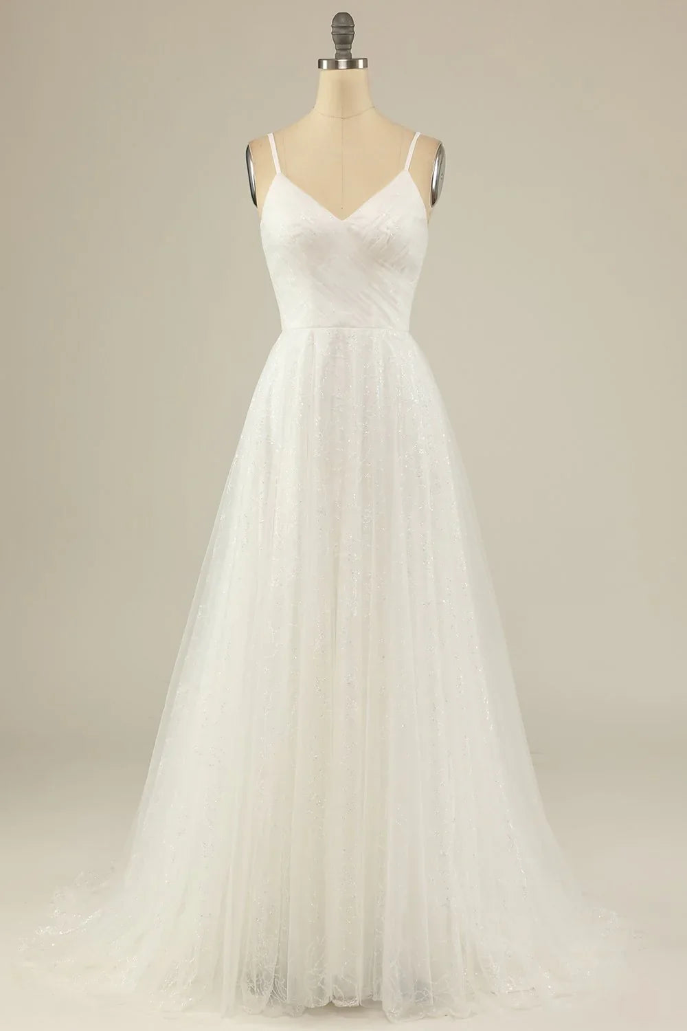 White A-Line Backless Wedding Dress - Chloe Dress