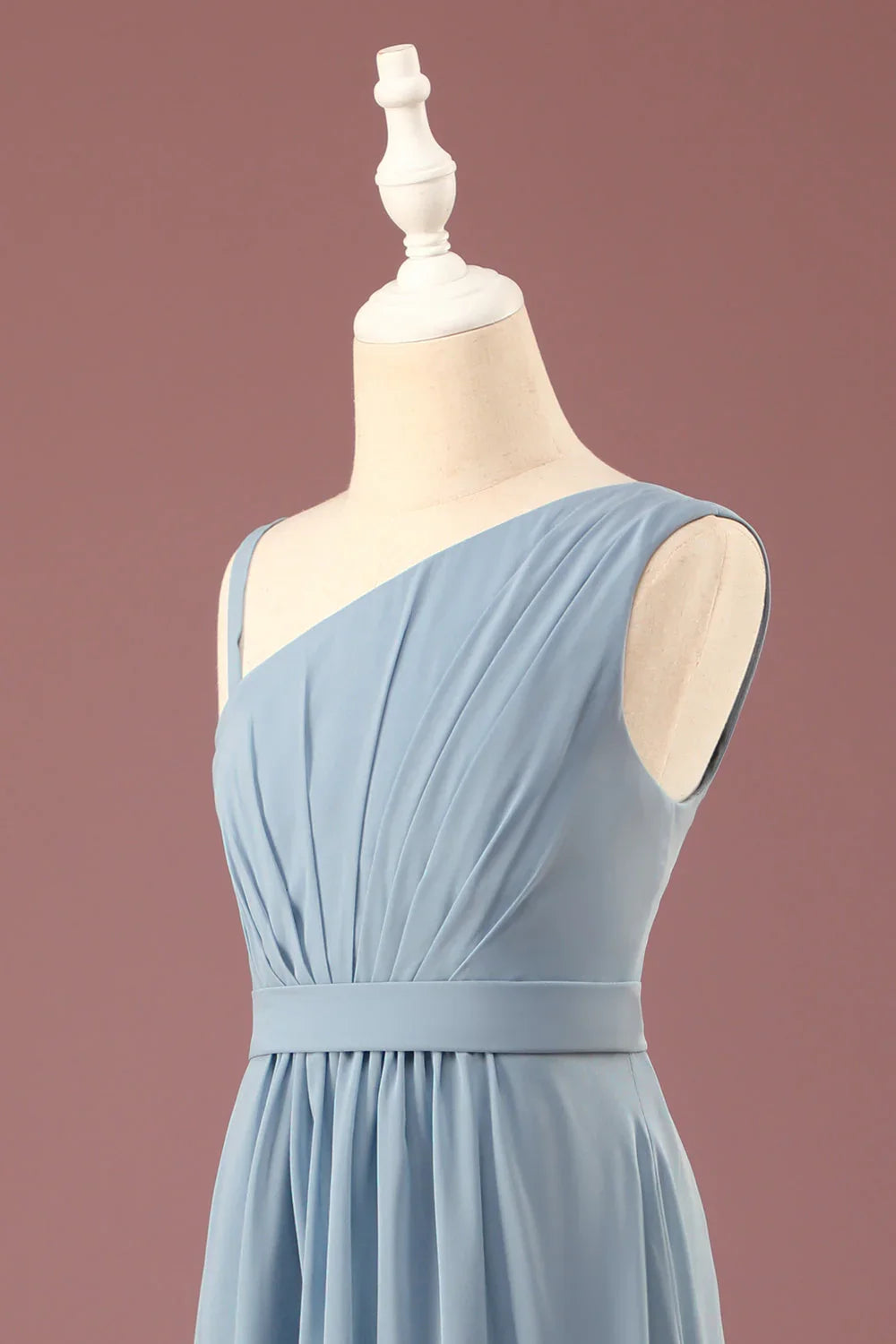 Blue A-Line One-Shoulder Chiffon Pleated Wedding Dress - Chloe Dress
