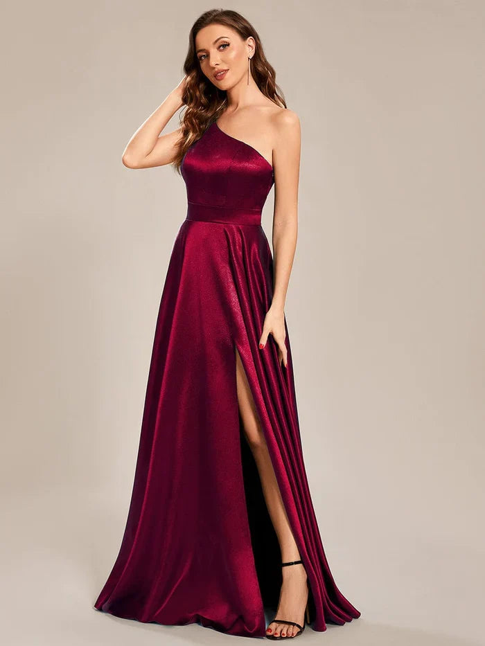 Empire Waist One-Shoulder Satin Prom Dress - Chloe Dress