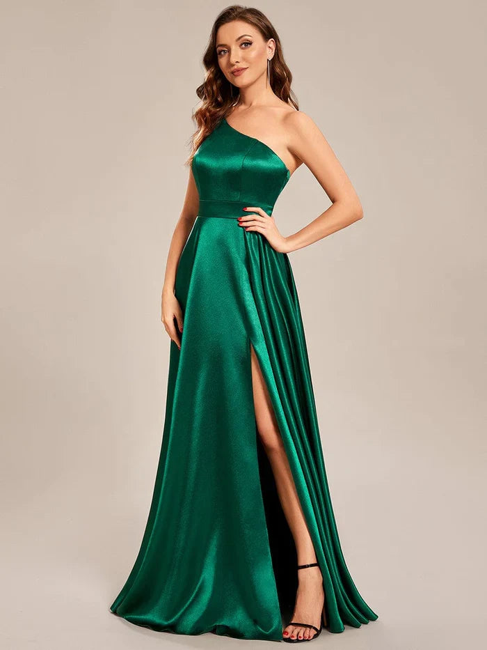 Empire Waist One-Shoulder Satin Prom Dress - Chloe Dress