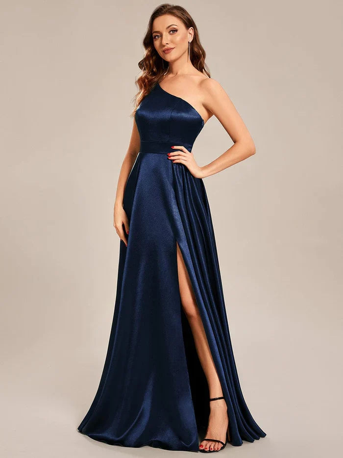 Empire Waist One-Shoulder Satin Prom Dress - Chloe Dress