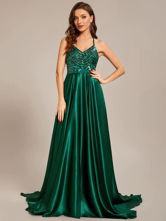 Halter Satin Floor-Length Prom Dress - Chloe Dress