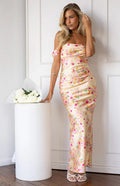 Champagne Off-Shoulder Satin Floor-Length Formal Dress - Chloe Dress