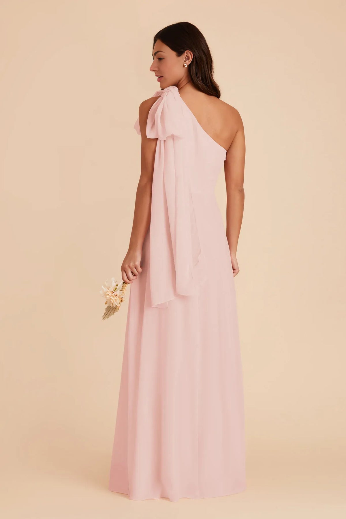 A-Line One-Shoulder Chiffon Open Back Floor-Length Wedding Dress - Chloe Dress