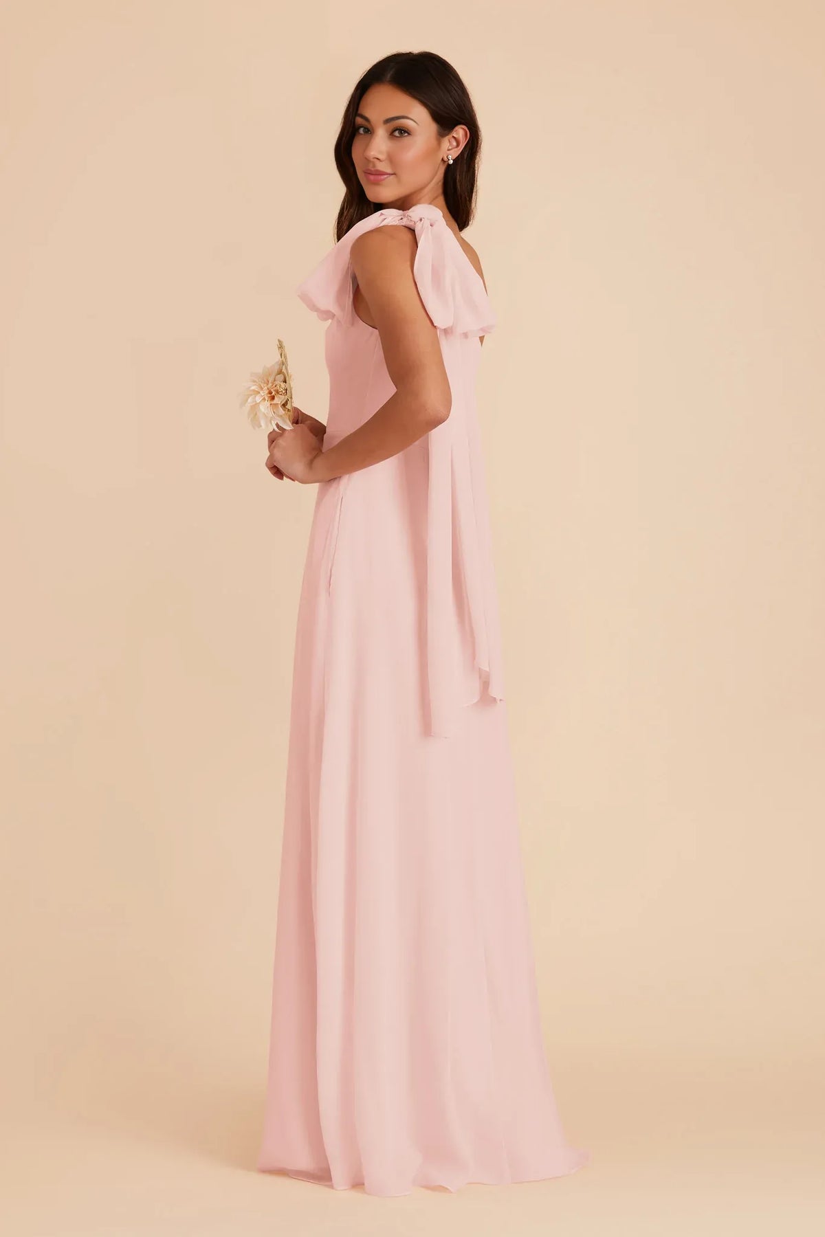 A-Line One-Shoulder Chiffon Open Back Floor-Length Wedding Dress - Chloe Dress