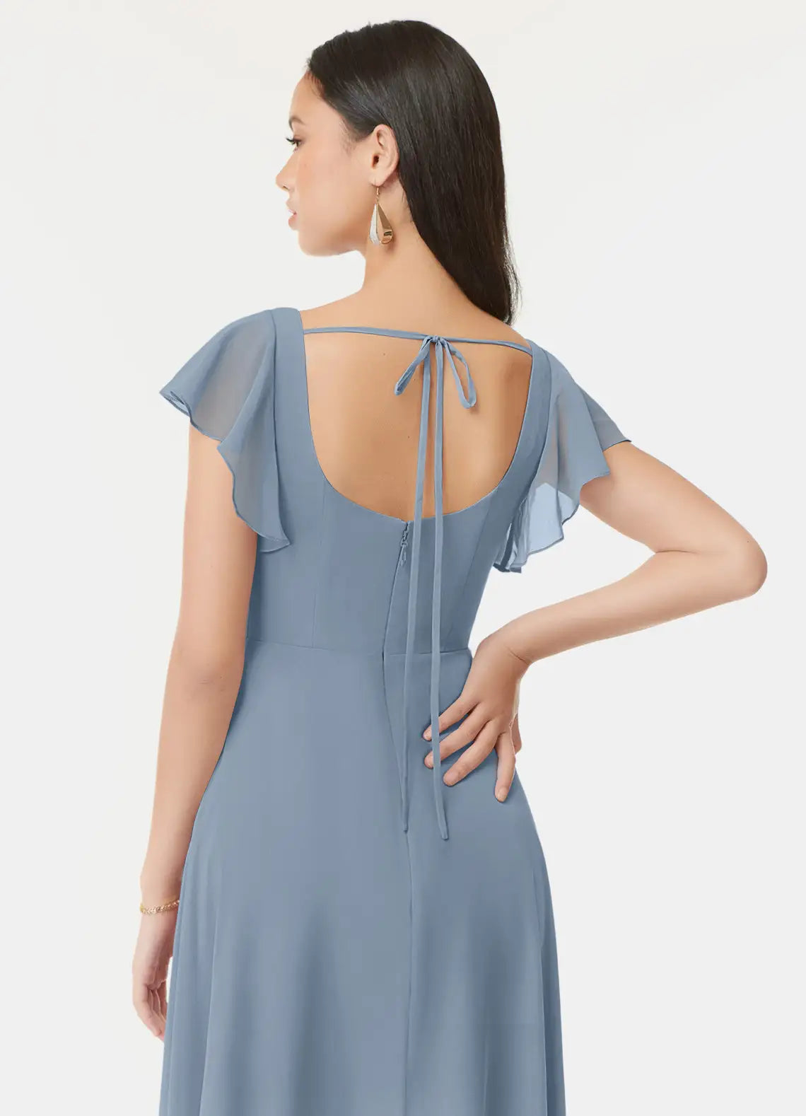 A-Line Square Neck Chiffon Floor-Length Wedding Dress - Chloe Dress