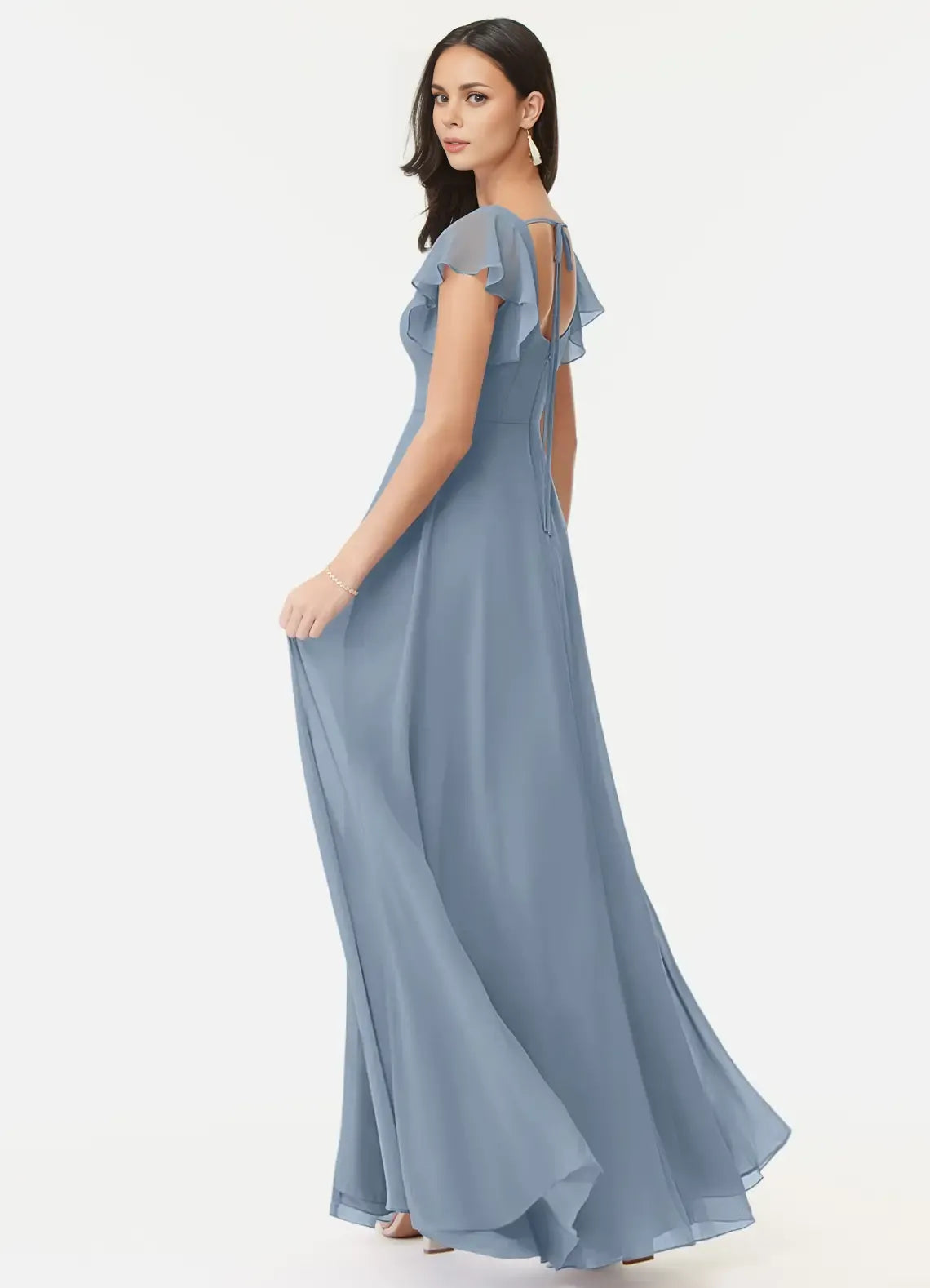 A-Line Square Neck Chiffon Floor-Length Wedding Dress - Chloe Dress