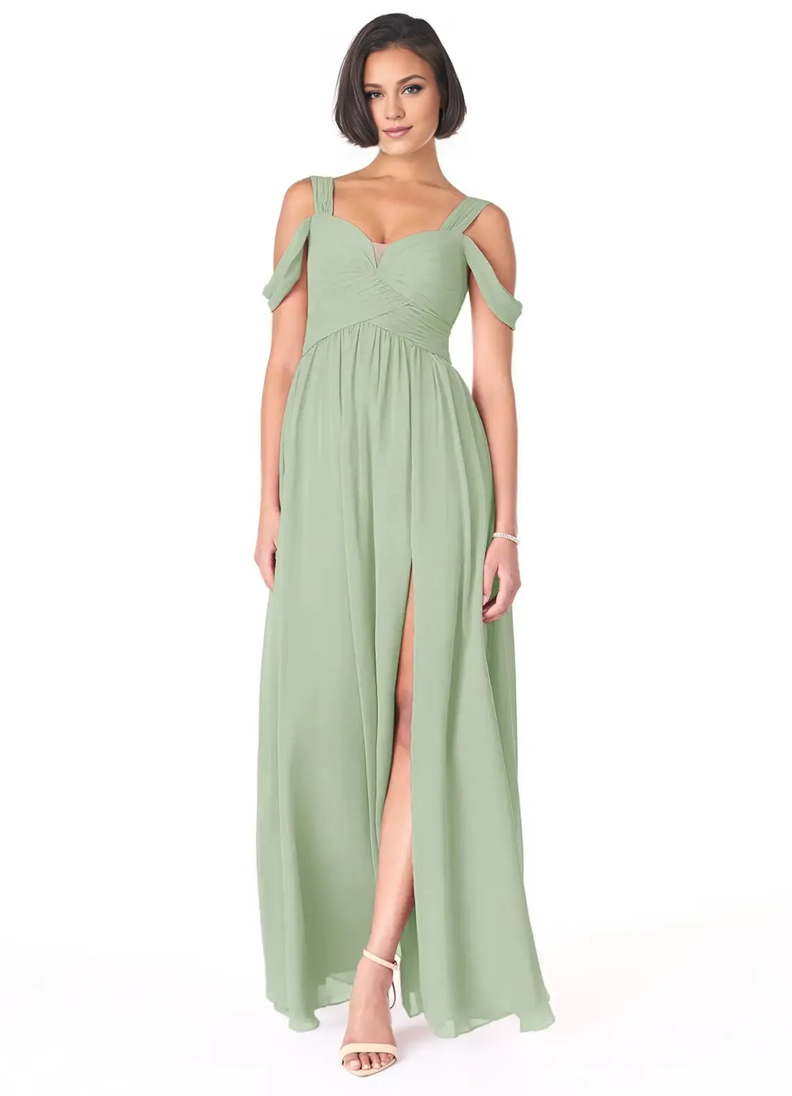 A-Line Sweetheart Chiffon Cold Shoulder Floor-Length Wedding Dress - Chloe Dress