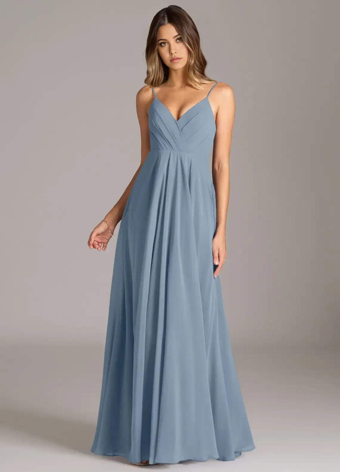 A-Line V-Neck Chiffon Floor-Length Wedding Dress - Chloe Dress