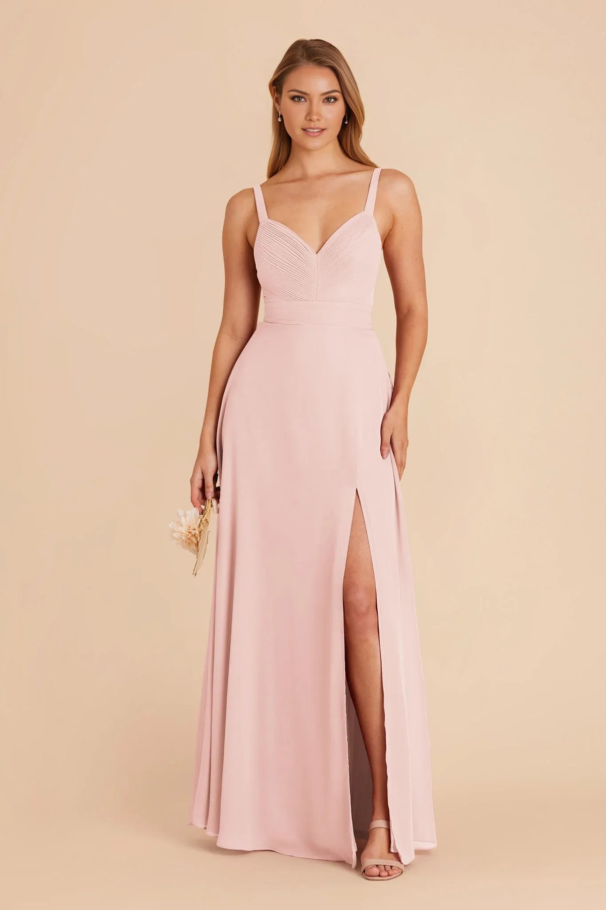 A-Line V-Neck Chiffon Zipper Back Floor-Length Wedding Dress - Chloe Dress