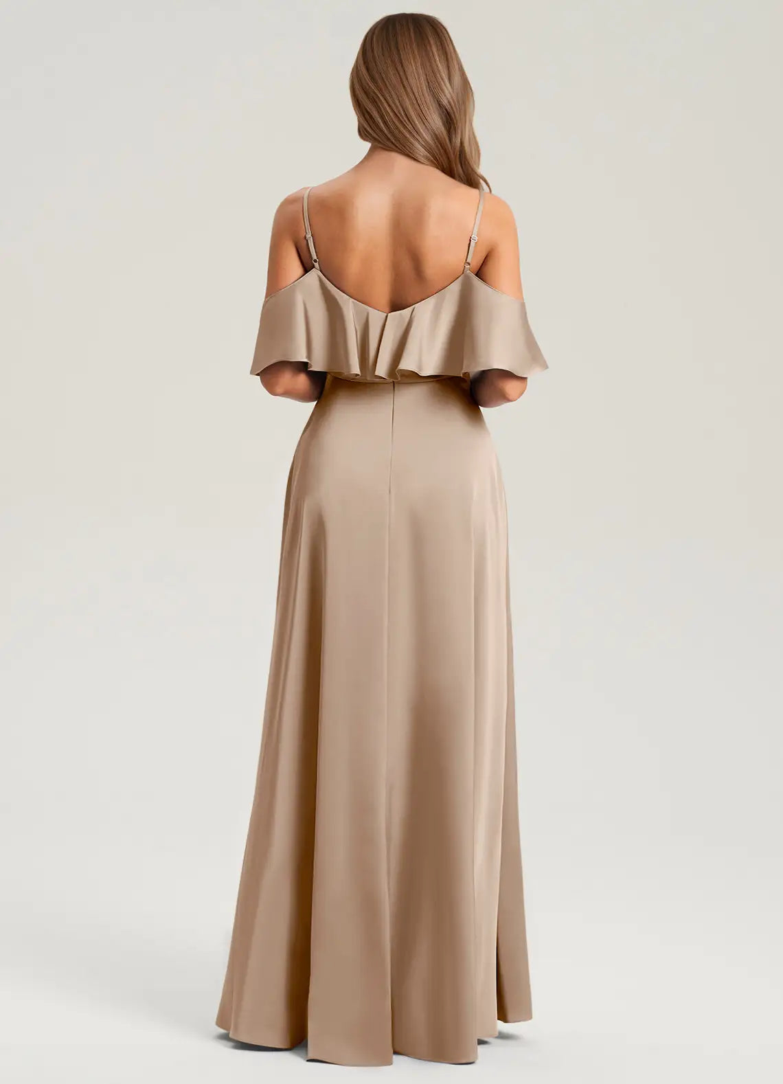 A-Line Cold Shoulder Ruffled Floor-Length Wedding Dress - Chloe Dress