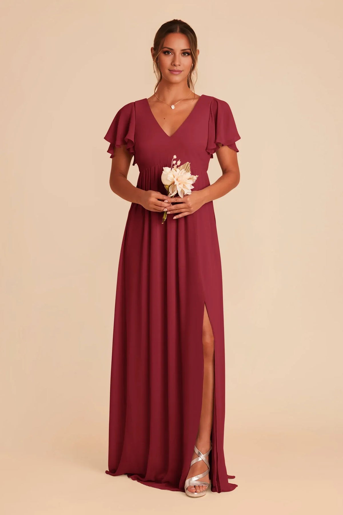 V-Neck Chiffon Floor-Length Wedding Dress - Chloe Dress