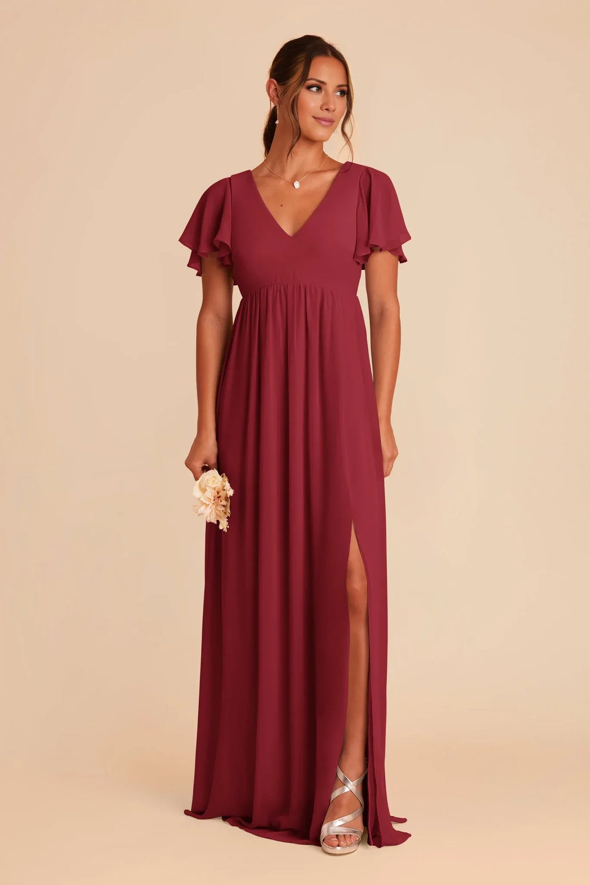 V-Neck Chiffon Floor-Length Wedding Dress - Chloe Dress