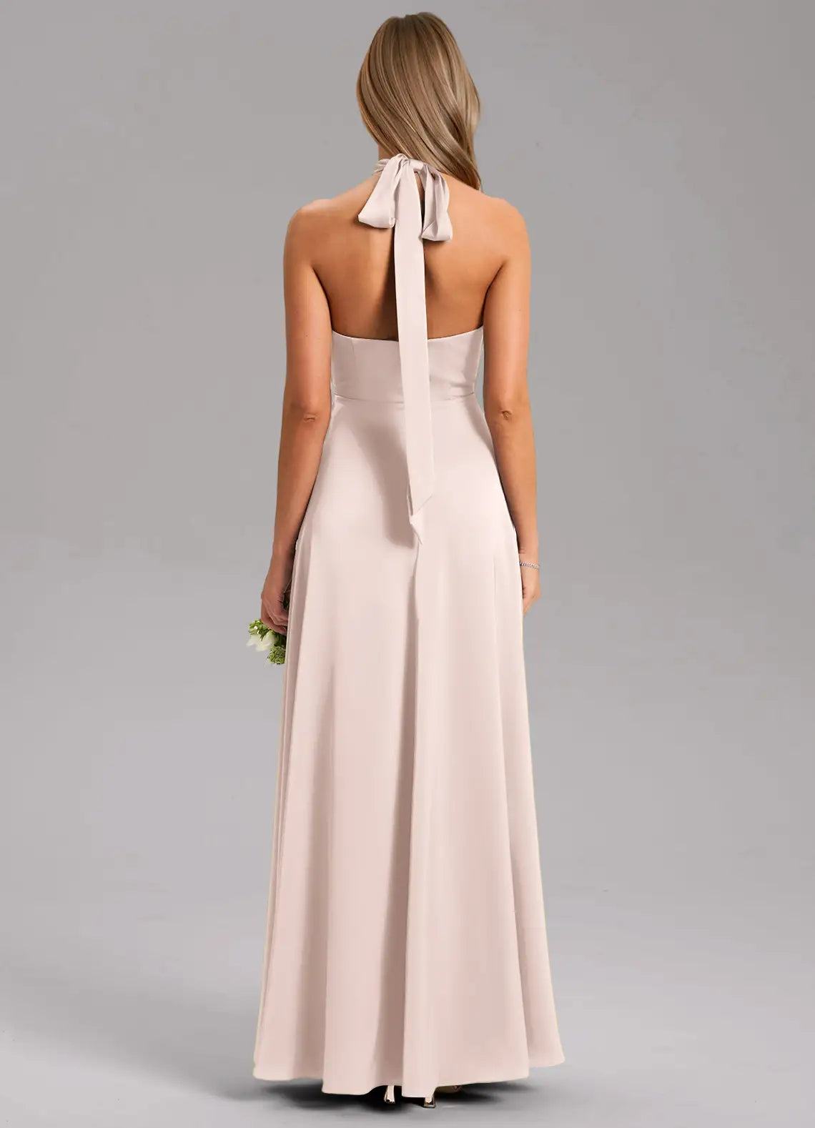Sheath Halter Chiffon Sleeveless Floor-Length Wedding Dress - Chloe Dress