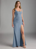 Sheath Square Neck Chiffon Sleeveless Floor-Length Wedding Dress - Chloe Dress