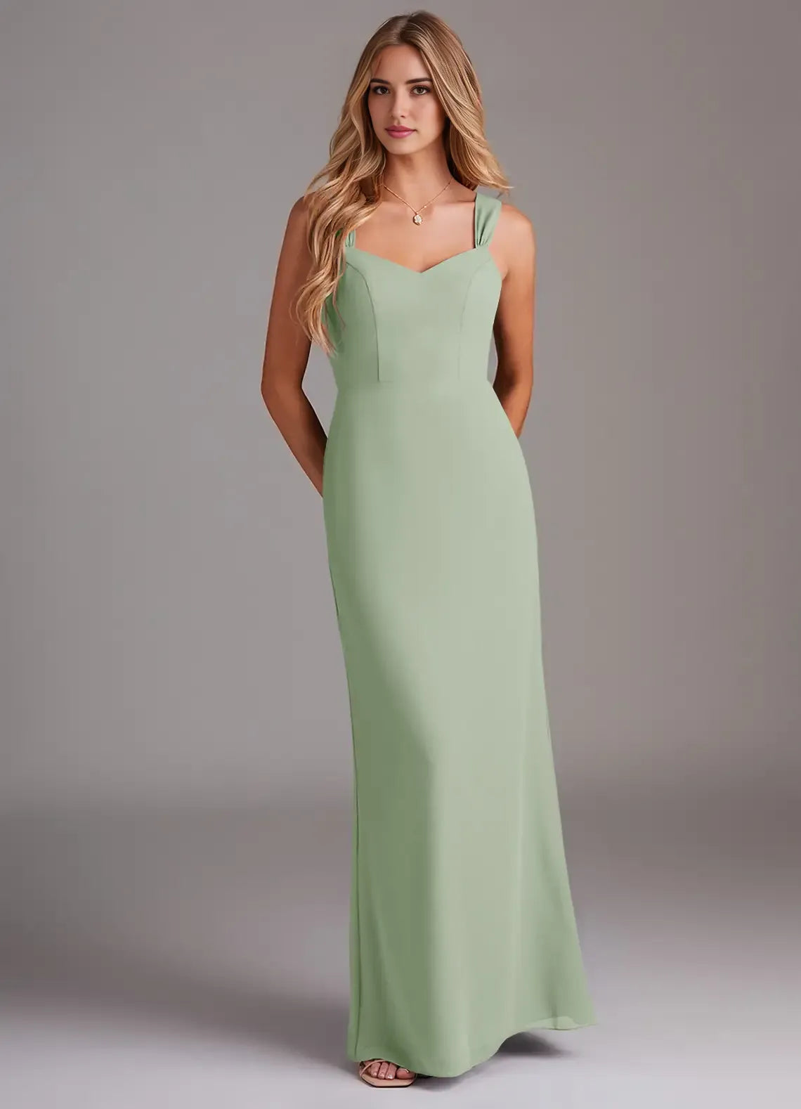 Sheath Sweetheart Chiffon Floor-Length Wedding Dress - Chloe Dress