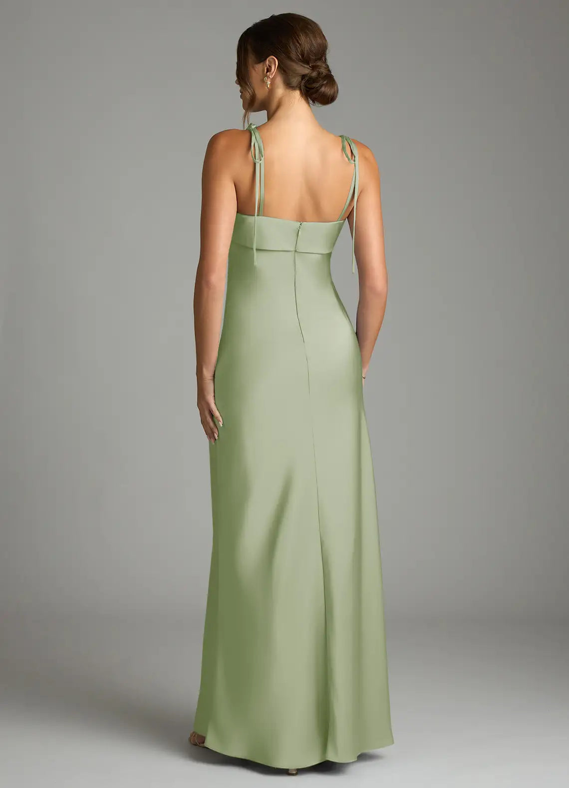 Sheath Spaghetti Strap Satin Open Back Floor-Length Wedding Dress - Chloe Dress