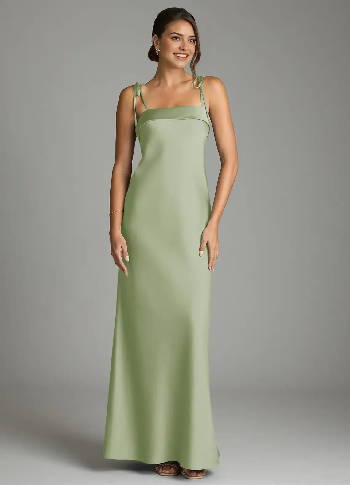 Sheath Spaghetti Strap Satin Open Back Floor-Length Wedding Dress - Chloe Dress
